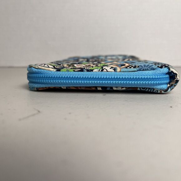 Vera Bradley Bali Blue Zip Around Wallet Organizer Floral 100% Cotton 8" x 5" - Picture 8 of 16